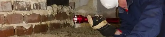 Pest control technician inspecting a crawl space for ant activity and entry points in Boston, MA