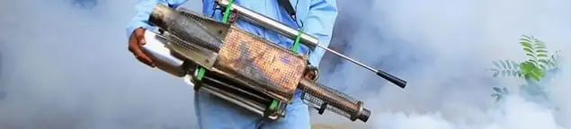 Fumigation technician using a fogger for deep pest treatment in Boston, MA